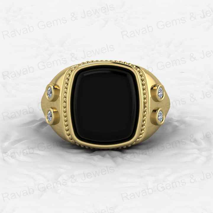 Top Selling Solid 925 Sterling Silver 12x14mm Black Onyx Octa Cushion Shape Signet Ring for Men Customized Bikers Fine Jewelry