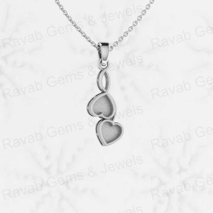 Superb 925 Sterling Silver 28.5mm Twins Heart Charm Semi Mount Couple Pendant Good Resin Ashes Work Jewelry Findings Component