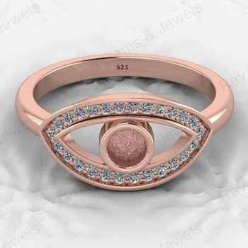 925 Sterling Silver 4mm Round Marquise CZ Semi Mount Band Ring Attractive Work Keepsake Good Ashes Jewelry Findings Components