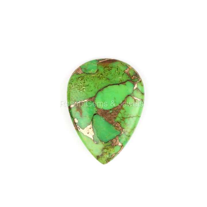 Top Quality High Polished 16x22mm Natural Mohave Green Copper Turquoise Smooth Calibrated Loose Gemstone for Making Jewelry