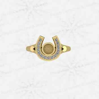 925 Sterling Silver 5mm CZ Semi Mount Horseshoe Ring Blank Setting DIY Resin Ashes Gemstone Keepsake Jewelry Findings