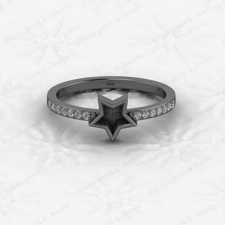 Top Quality 925 Sterling Silver 6mm Star Shape CZ Semi Mount Blank Setting Ring Good for Resin & Ashes Work Keepsake DIY Jewelry