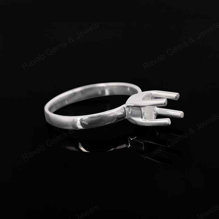Superb Genuine 925 Sterling Silver 4 Prong Setting 4x8mm Oval Shape Semi-Mount Blank Setting Ring For Women Keepsake Jewelry