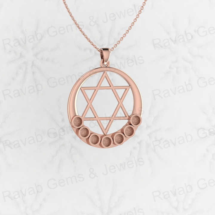 Genuine 925 Silver Star David Chakra Semi Mounting Blank 42x34mm DIY Jewelry Finding Components for Custom DIY Pendant Settings