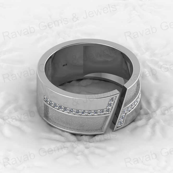 Solid 925 Silver 10mm Wide Band Cluster CZ Diamond Blank Adjustable Ring Setting DIY Breastmilk Keepsake Memorial Ashes Jewelry