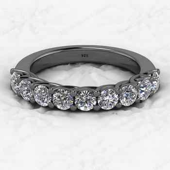 New Arrival 925 Sterling Silver Round Brilliant CZ Cut Half Eternity Gold Vermeil Engagement Gift Women's Ring Custom Jewelry