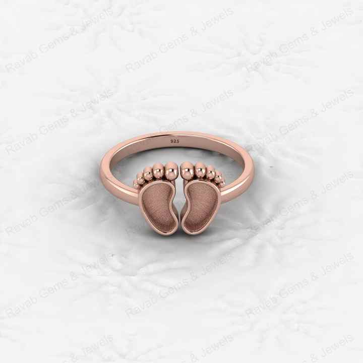 Superb Quality New Baby Born Foot Print 925 Silver Semi Mount Blank Setting Ring for Gemstone Findings & Components Jewelry
