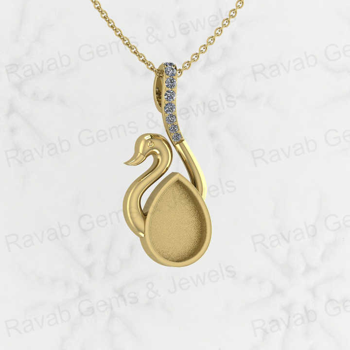 Top Selling 925 Sterling Silver 10x14mm Pear Swan Bird Charm Blank Base Pendant Setting Resin & Ashes Work Breastmilk Jewelry