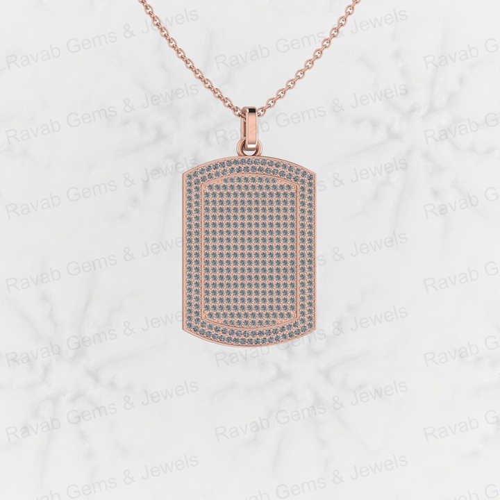 Genuine 925 Silver Pave Micro CZ 28x20mm Bar Rectangle Men's Designer Pendant Necklace Hip Pop Style Personalized Fine Jewelry