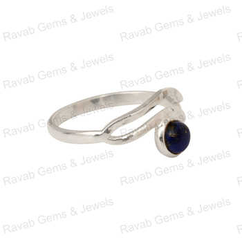 Top Quality Attractive Designer Women's Ring 8mm Natural Lapis Lazuli Gemstone Solid 925 Sterling Silver 925 Sterling Fine