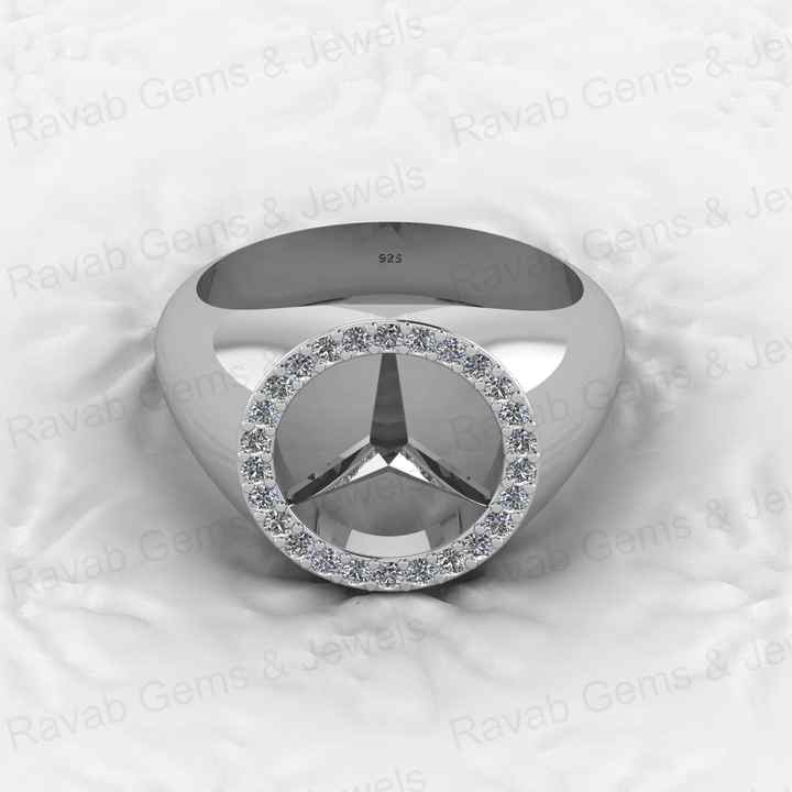 Best Selling Men's 925 Sterling Silver Signet Ring Personalized Brand Logo With CZ Diamond Fine Engagement Party Wear Jewelry