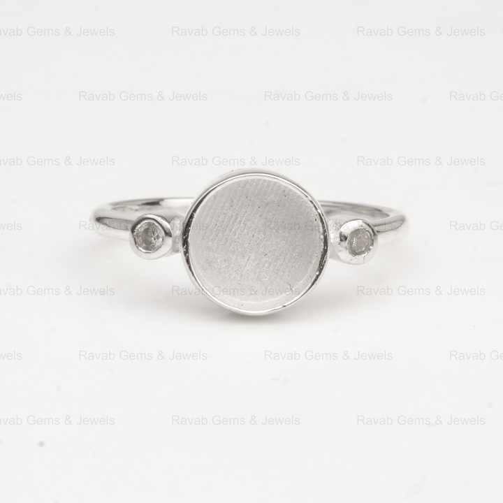 Top Selling 925 Silver 8mm Round Cup Zircon Semi Mount Blank Bezel Setting Empty Ring Good for Gemstone & Resin Ashes Jewelry