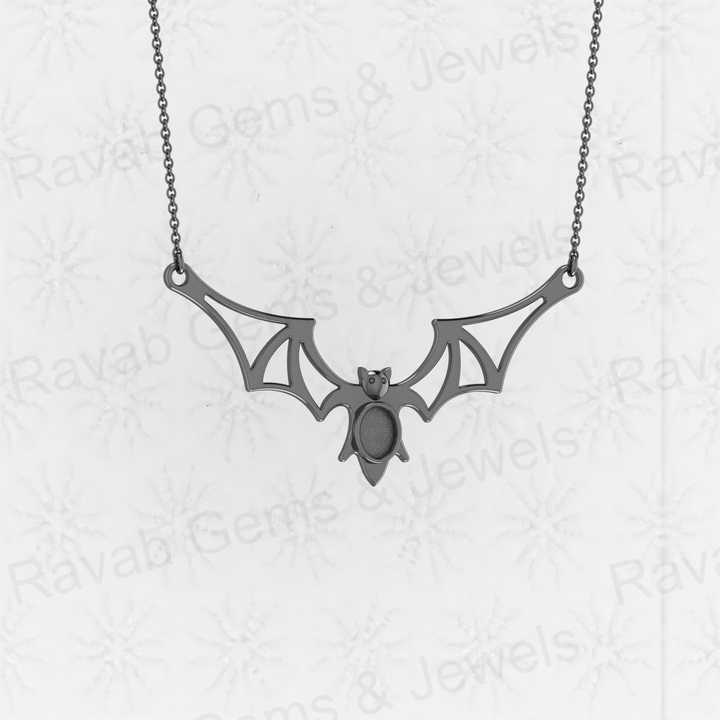 Top Quality Genuine 925 Sterling Silver 34x67mm Bats Fly Semi Mounting Blank Charm Pendant Setting Resin Ashes Work DIY Jewelry