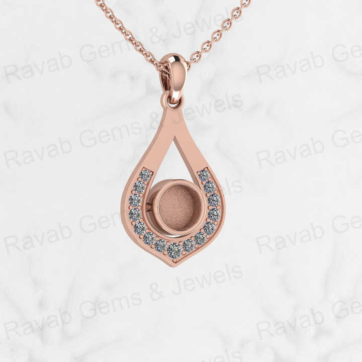 Solid 925 Silver Teardrop 6mm Round Blank Cabochon Pendant Setting CZ Breastmilk Resin Ashes Keepsake Memorial Jewelry Component