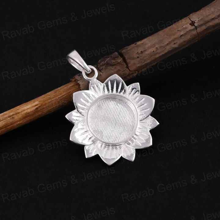 20mm High Quality 925 Silver Sunshine Sunflower Blank Base Pendant Setting DIY Ashes Resin Keepsake Jewelry Findings Components