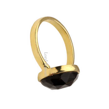Wholesale Latest Natural Gemstone Smoky Quartz Ring Design Handmade 925 Sterling Silver 18k Gold Plated Ring for Women and Men