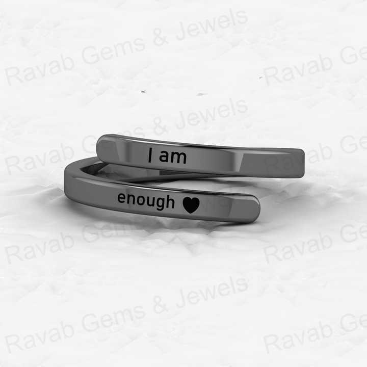 Genuine 925 Sterling Silver Eternity Band Gold Vermeil 'I Am Enough' Adjustable Ring With Custom Name Fine Jewelry for Women