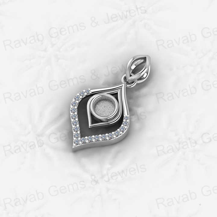 Solid 925 Sterling Silver With CZ 14x20mm Water Drop Semi Mount Blank Charm Pendant Stone Setting for Resin Ashes Work Jewelry