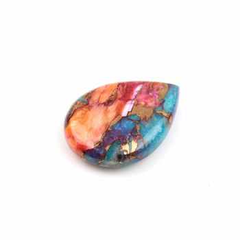 High Quality Natural Purple and Orange Copper Turquoise Loose 16x22mm Smooth Pear Shape Briolette Gemstone for Making Jewelry