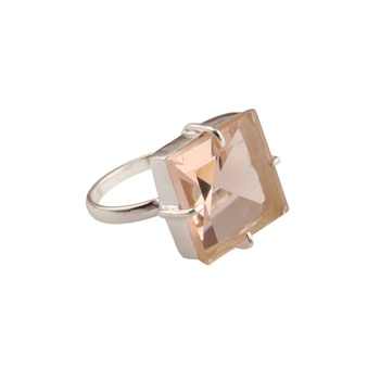 Best Selling 925 Sterling Silver Personalized Vintage Ring Octagon Square Pink Morganite Quartz Gemstone Prong Unisex Parties