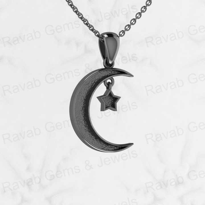 Genuine 925 Sterling Silver 20mm Moon Star Design Semi Mounting Blank Base Setting Charm Pendant for Resin & Ashes Work Jewelry