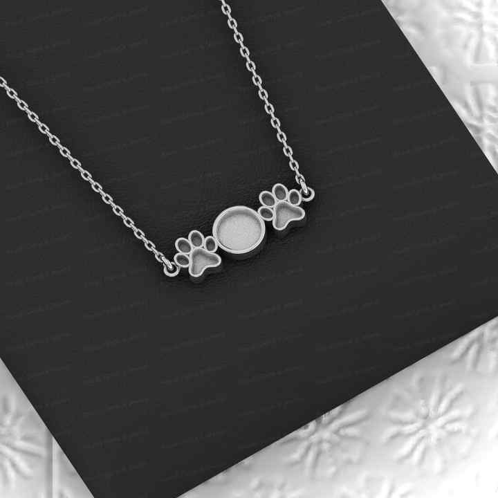 Best Quality 925 Silver Dog Paw Collet Cup Semi Mount Charm Pendant Necklace Setting Resin Ashes Jewelry Finding
