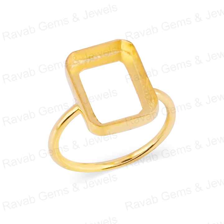 Handmade 925 Silver Gold Plated 10x12mm Rectangle Octagon Open Bezel Blank Gemstone Ring Setting Ashes Jewelry Making Findings