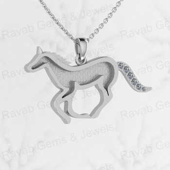 Genuine 925 Silver Running Horse Pendant Semi Mounting Blank Charm for Breast Milk Ashes Keepsake Jewelry Running Animal Design