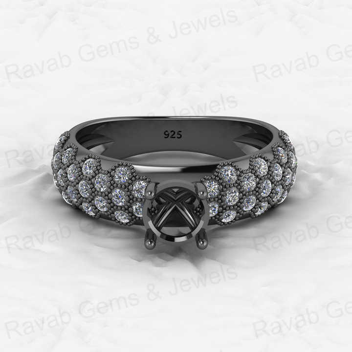 Genuine Solid 925 Sterling Silver Engagement Semi Mount Blank Setting Ring Good for Ashes & Resin Work Breastmilk Jewelry