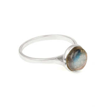 Top Selling 925 Sterling Silver Handmade Dainty Ring for Women With 10mm Blue Flash Labradorite Stone Bezel Setting Anniversary