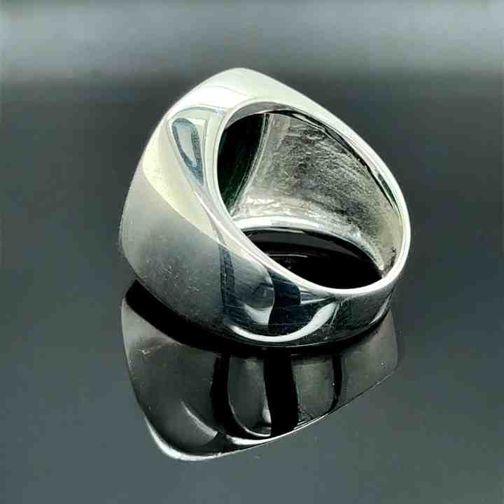 925 Sterling Silver Natural Malachite Cushion Shape 10x15mm Flat Bezel Setting Classical Men's Signet Ring Handmade Jewelry
