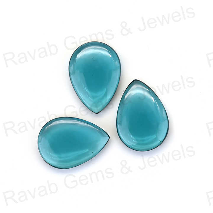 Hot Selling Top Quality 12X16mm Blue Topaz Quartz Pear Shaped Hand Polish Gemstone for Making 14k Gold Handmade Fine Jewelry