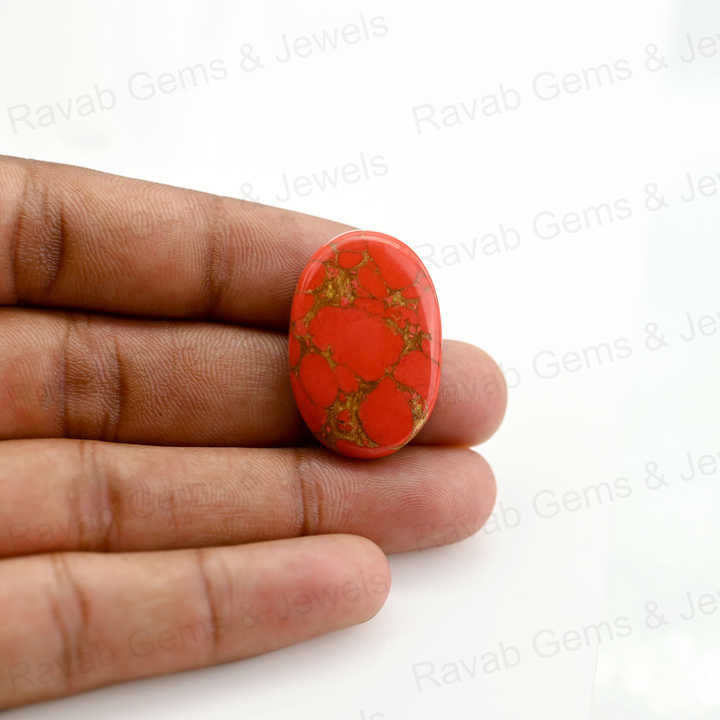 Top Quality Mohave Copper Red Turquoise 6x8mm to 20x30mm Oval Shape Flat Back Calibrated Loose Gemstone Cabochon for Jewelry