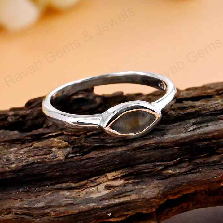 Valentine Sale Solid 925 Sterling Silver Natural Labradorite Marquise Shape Bezel Setting Ring For Women Fine Handmade Jewelry