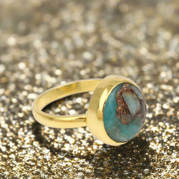 High Quality Solid 925 Sterling Silver Amazonite Copper Thumbed Ring Dainty Fashionable Ring With Fancy Design for Women