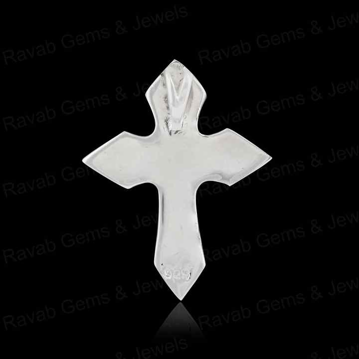 Genuine 925 Silver 25x20mm Designer Gothic Cross Blank Bezel Semi Mount Charm Pendant for Resin & Ashes Work Keepsake Jewelry