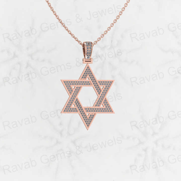Best Selling 925 Silver 35mm Star David Hip Hop Pendant Necklace Trendy Religious Fine Jewelry for Men with Pave Zircon Charm