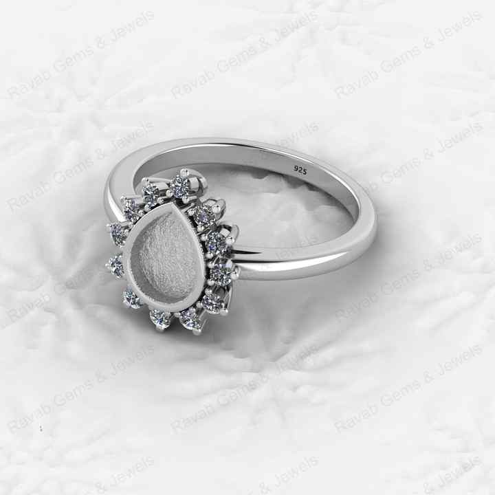 Top Quality 925 Sterling Silver 6x8mm Shape Semi Mount Blank Setting Ring Good for Resin & Ashes Work Keepsake Fine Jewelry
