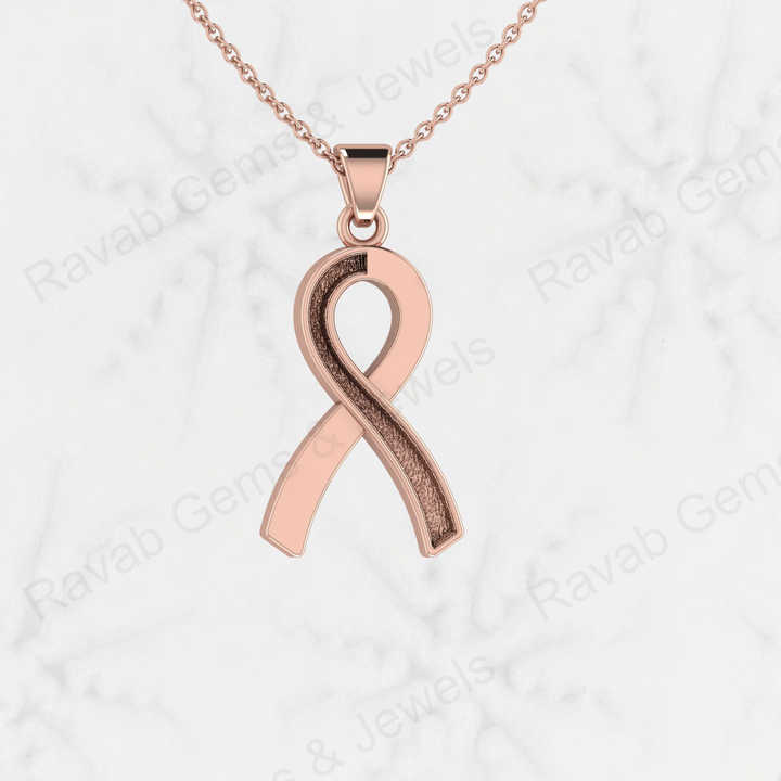 925 Sterling Silver Breast Cancer Ribbon Charm Semi Mount Blank Setting Pendant Good for Ashes & Resin Work Breastmilk Keepsake