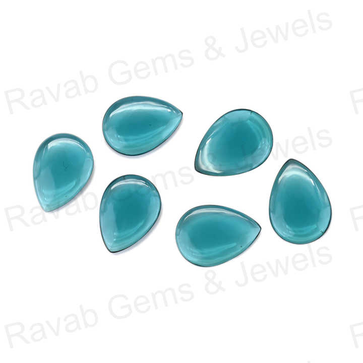 Hot Selling Top Quality 12X16mm Blue Topaz Quartz Pear Shaped Hand Polish Gemstone for Making 14k Gold Handmade Fine Jewelry