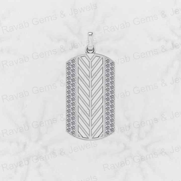 Best Quality Solid 925 Sterling Silver Engraved Chevron Cross Bar Pendant Men's CZ Prong Setting Handmade Necklace Fine Jewelry