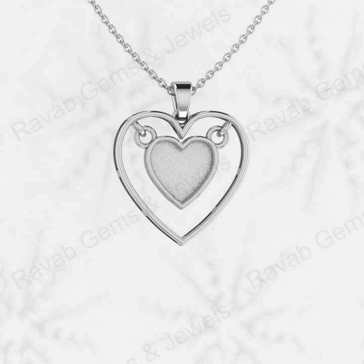 Genuine 925 Sterling Silver 22mm Semi Mount Blank Setting Heart Pendant Ashes Resin Work Breastmilk for Couple Charm Jewelry