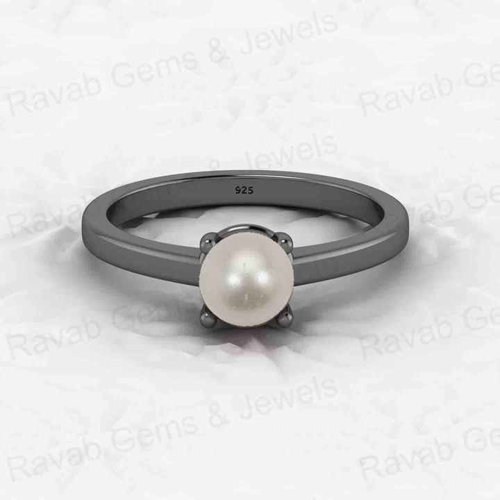 Best Selling Genuine 925 Silver Gold Vermeil Solitaire Eternity 6mm Fresh Water Pearl Prong Setting Ring Fine Jewelry for Women