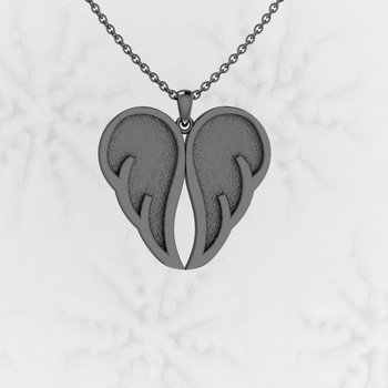 Genuine 925 Sterling Silver 25mm Angel Wings Heart Charm Semi Mount Resin Ashes Work Necklace Jewelry Findings