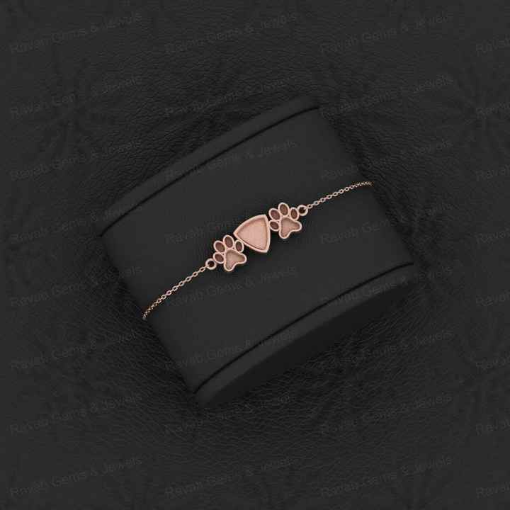 Solid 925 Sterling Silver Trillion Dog Pow Semi-Mount Bracelet Premium Quality Good Ashes Resin Work Keepsake Jewelry Finding