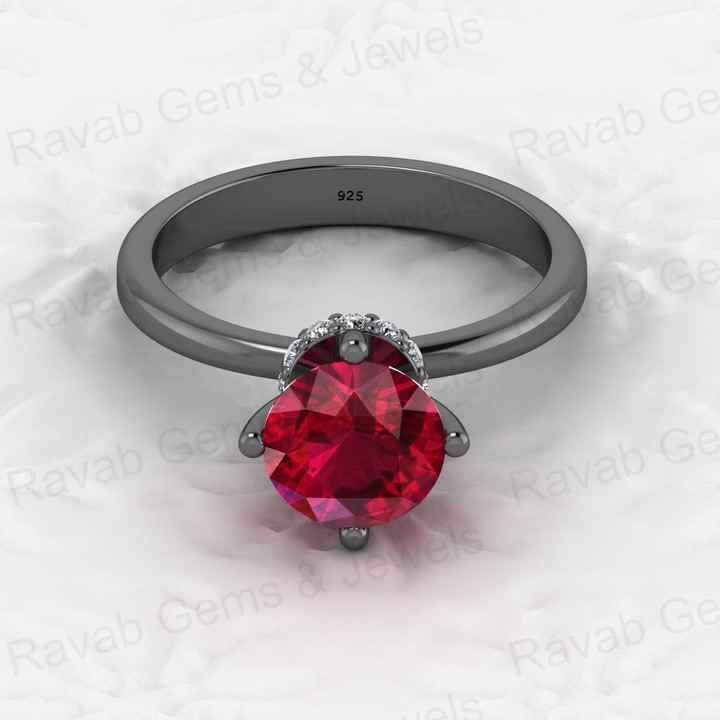 Best Quality 925 Sterling Silver Red 8mm Garnet Quartz Round Cut Eternity Band Gold Vermeil Prong Women Ring for Fine Jewelry