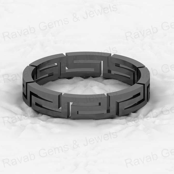 Solid 925 Sterling Silver Vermeil Greek Key Meander 4mm Eternity Wide Band Ring Bikers Adventured Men's Ring for Fine Jewelry
