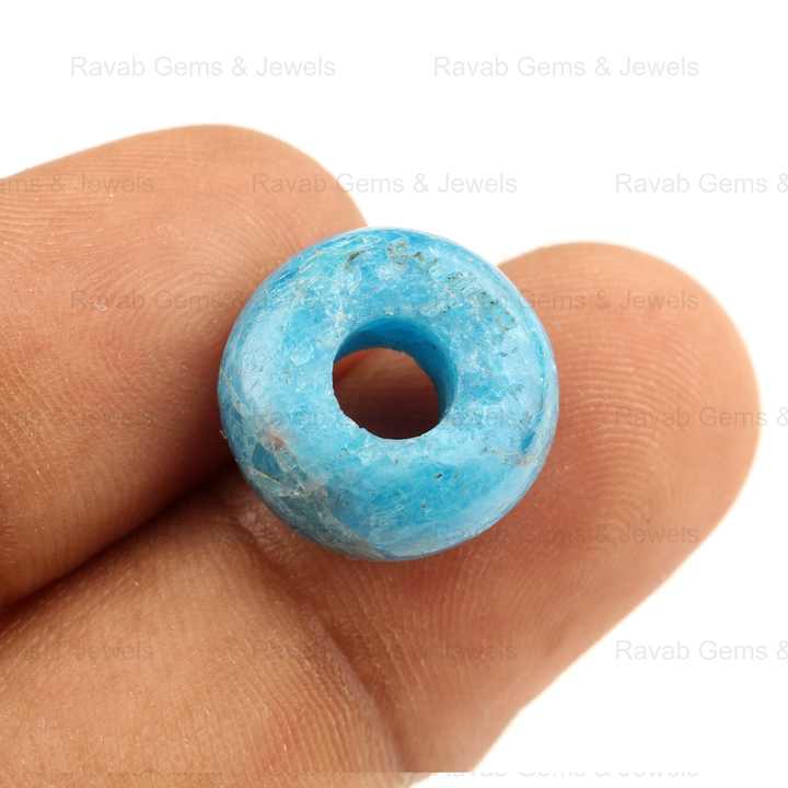14x8mm Natural Polished Pyrite Turquoise Rondelle Shape Smooth Big Hole Size Briolette Gemstone Beads for Making Jewelry