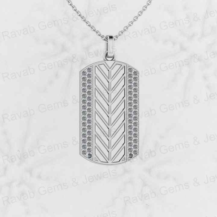 Best Quality Solid 925 Sterling Silver Engraved Chevron Cross Bar Pendant Men's CZ Prong Setting Handmade Necklace Fine Jewelry