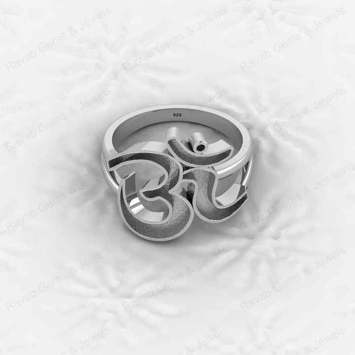 Genuine 925 Silver Indian Lord Shiva Symbol Semi Mount Blank Setting Ring Good for Resin & Ashes Work Keepsake DIY Jewelry